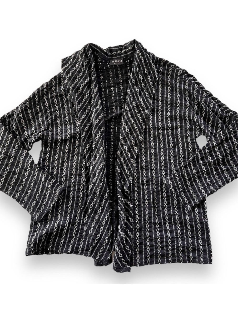 Yeohlee Textured Stretch Lightweight Jacket Size Medium Black Cream